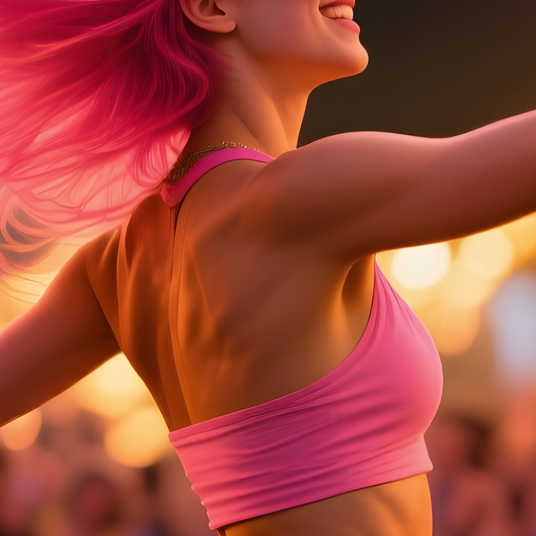 Vibrant Street Festival Dusk Pink Haired Dancer - Full Resolution Quality Preview