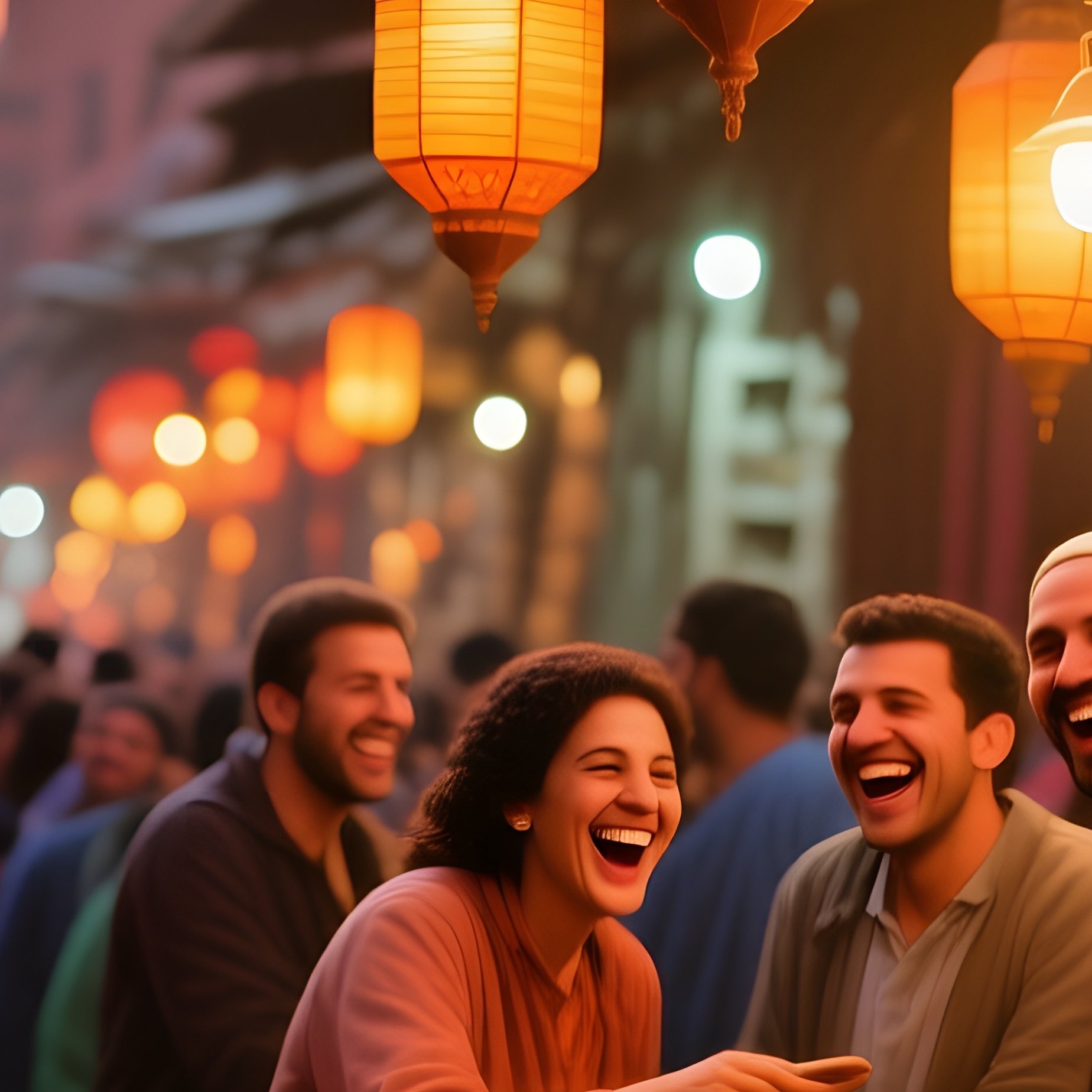 Vibrant Street Market Marrakech Dusk - Full Resolution Quality Preview