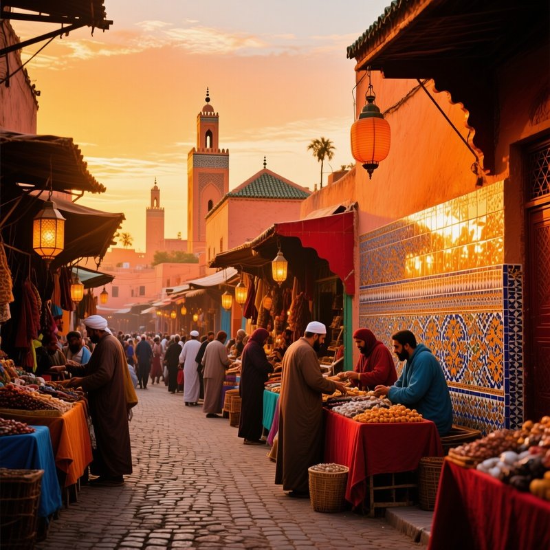 Vibrant Street Marrakech Sunset