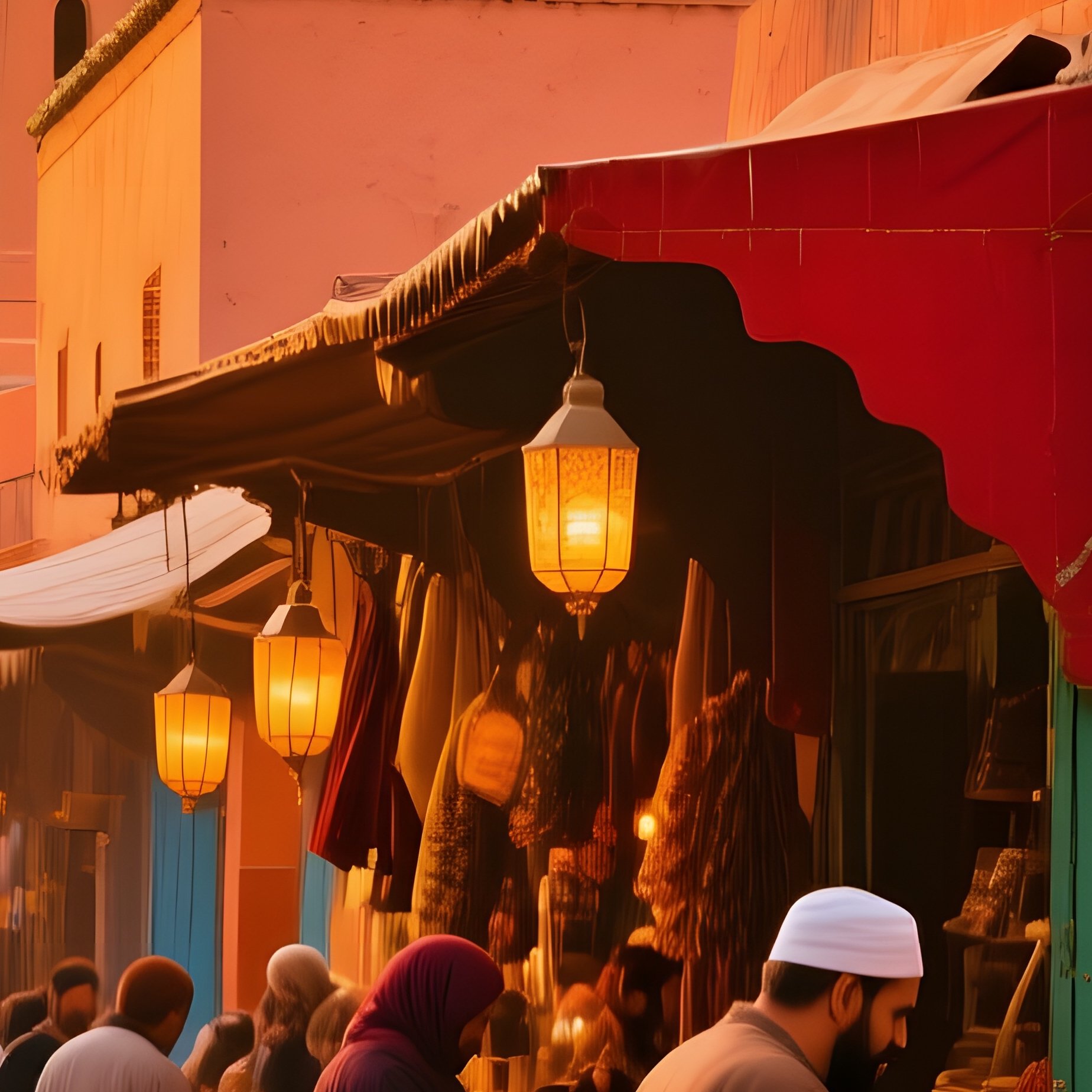 Vibrant Street Marrakech Sunset - Full Resolution Quality Preview