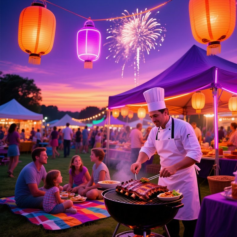 Vibrant Summer Fair At Twilight