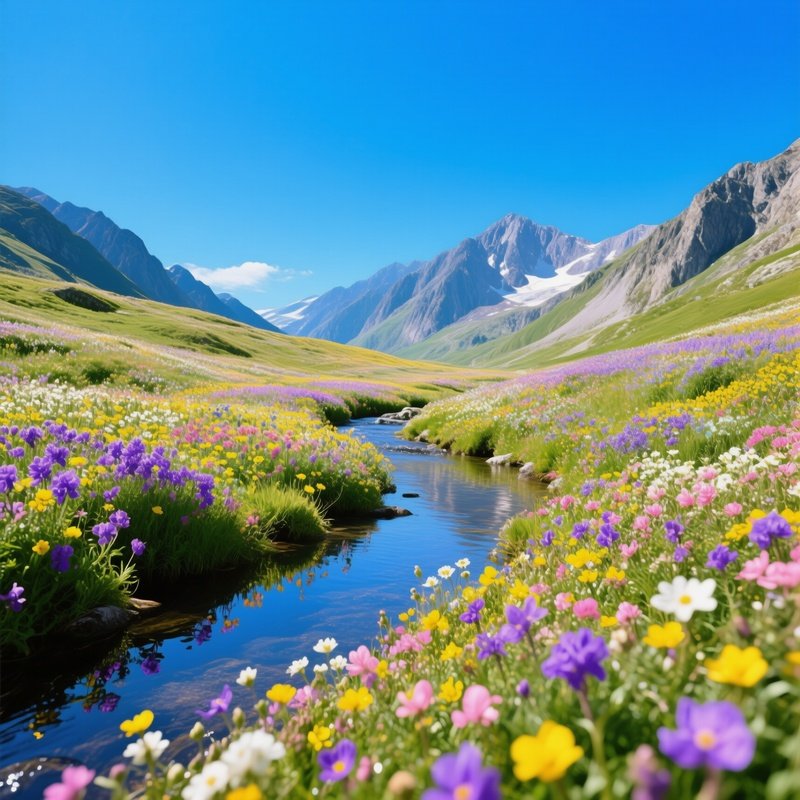 Vibrant Wildflower Meadow High Alpine Region