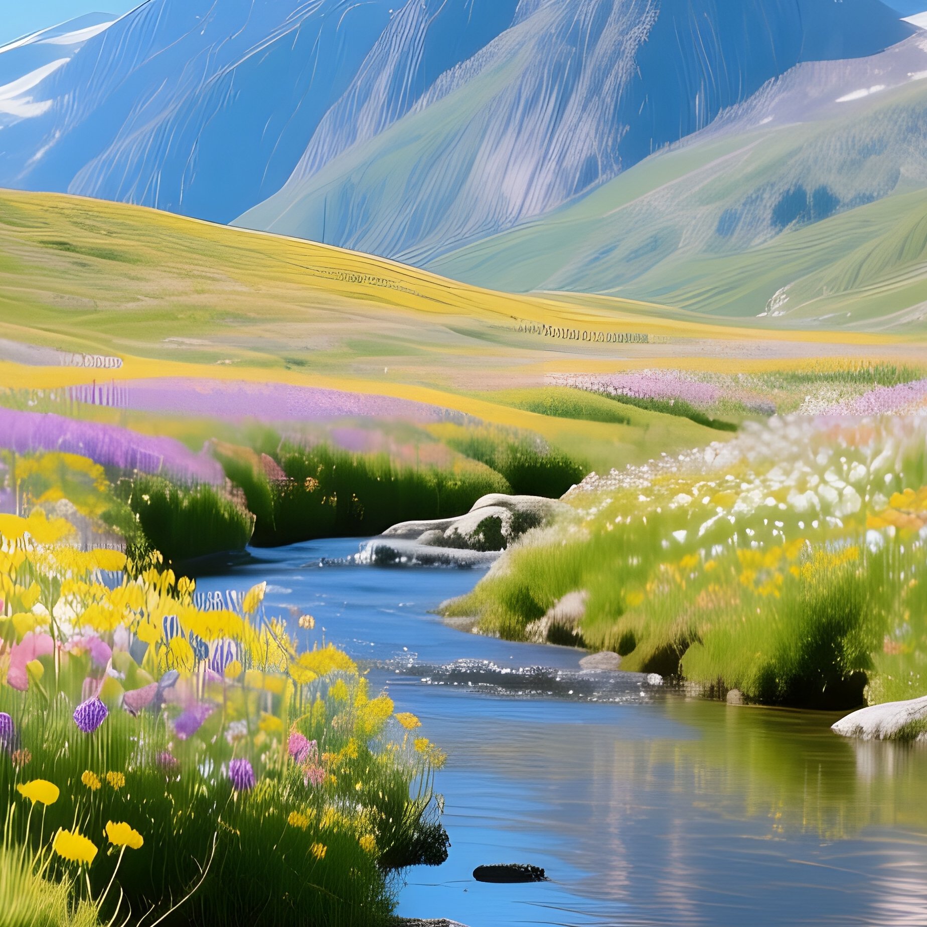Vibrant Wildflower Meadow High Alpine Region - Full Resolution Quality Preview