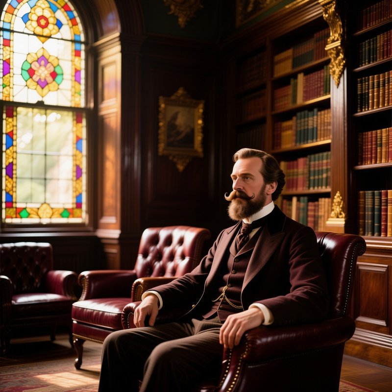 Victorian Gentleman In Opulent Library