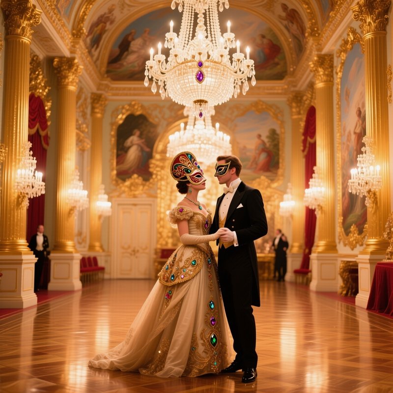 Vienna Ballroom Masquerade Couple Glance