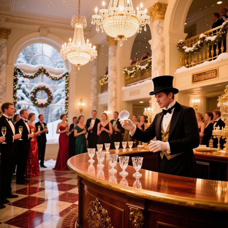 Vienna Train Station Winter Gala Magician Shell Game