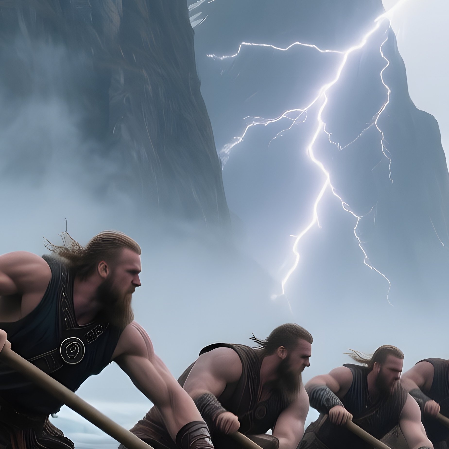 Viking Longship Stormy Fjord - Full Resolution Quality Preview