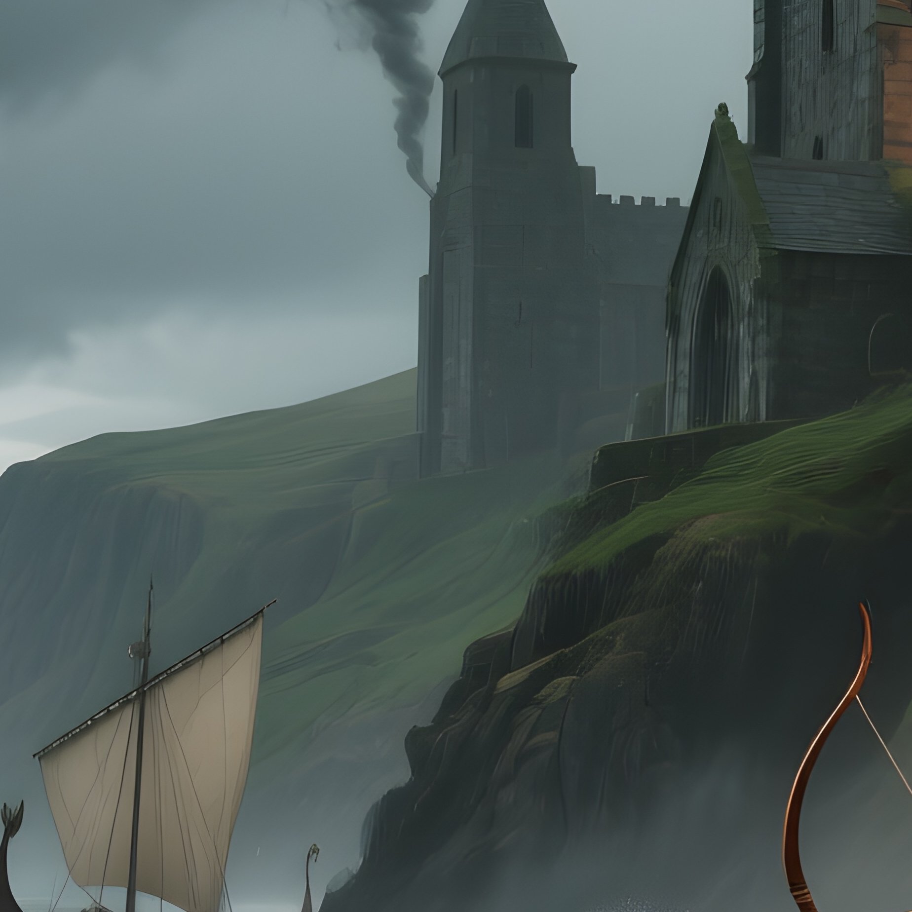 Viking Raid Longships Land Beach Party Defend Monastery - Full Resolution Quality Preview