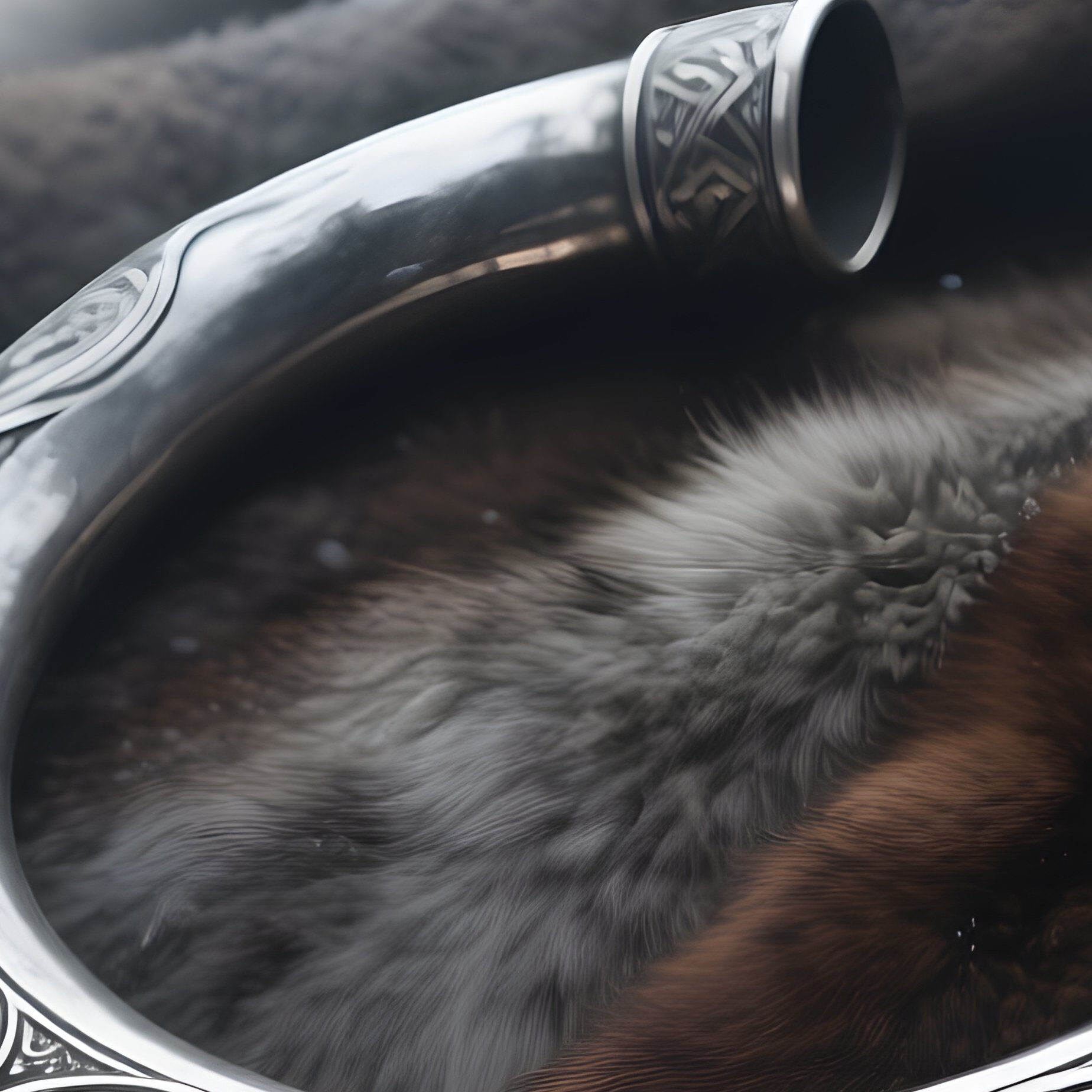 Viking Torc On Fur Cloak Misty Cold - Full Resolution Quality Preview