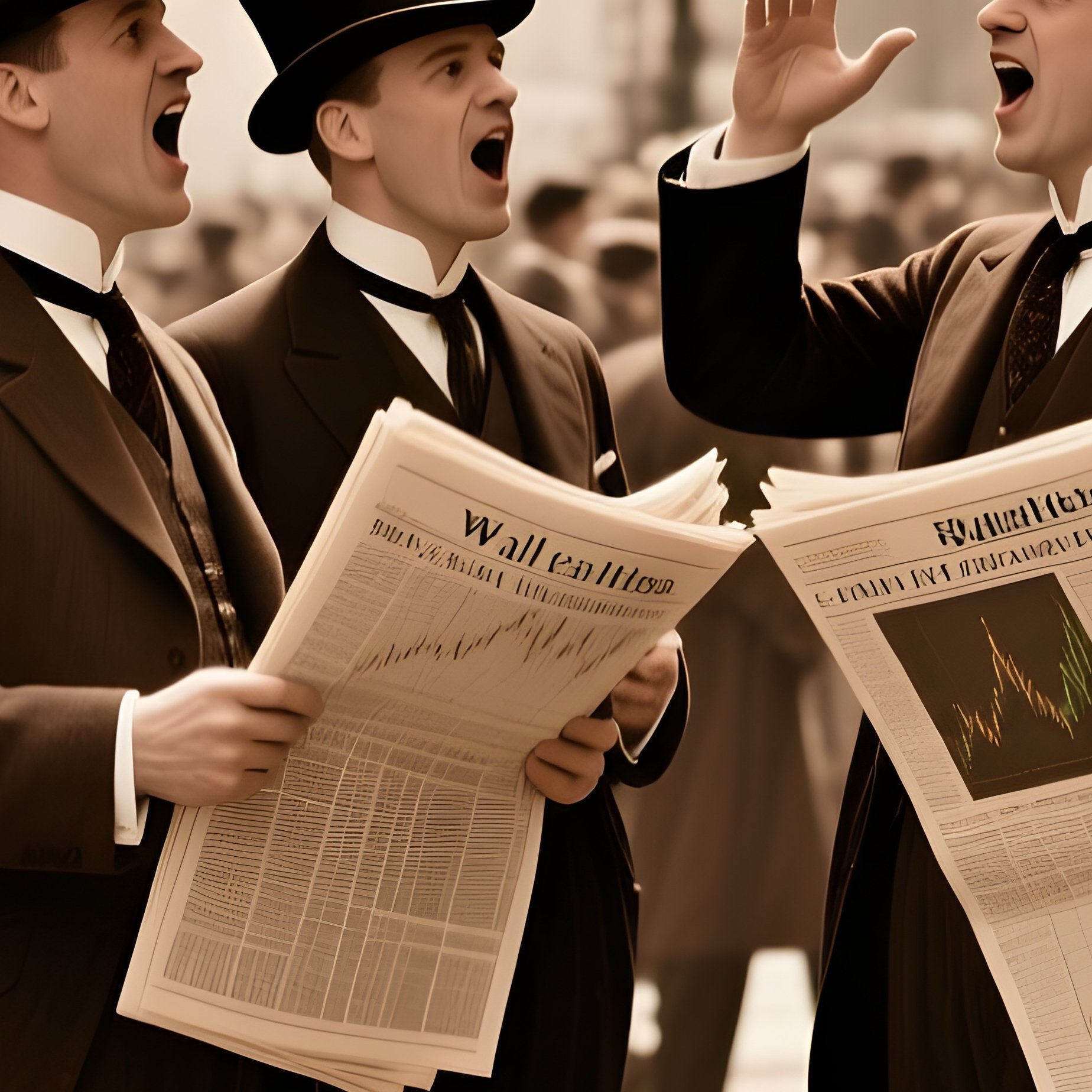 Vintage 1920S Sepia Toned Wall Street Trading - Full Resolution Quality Preview