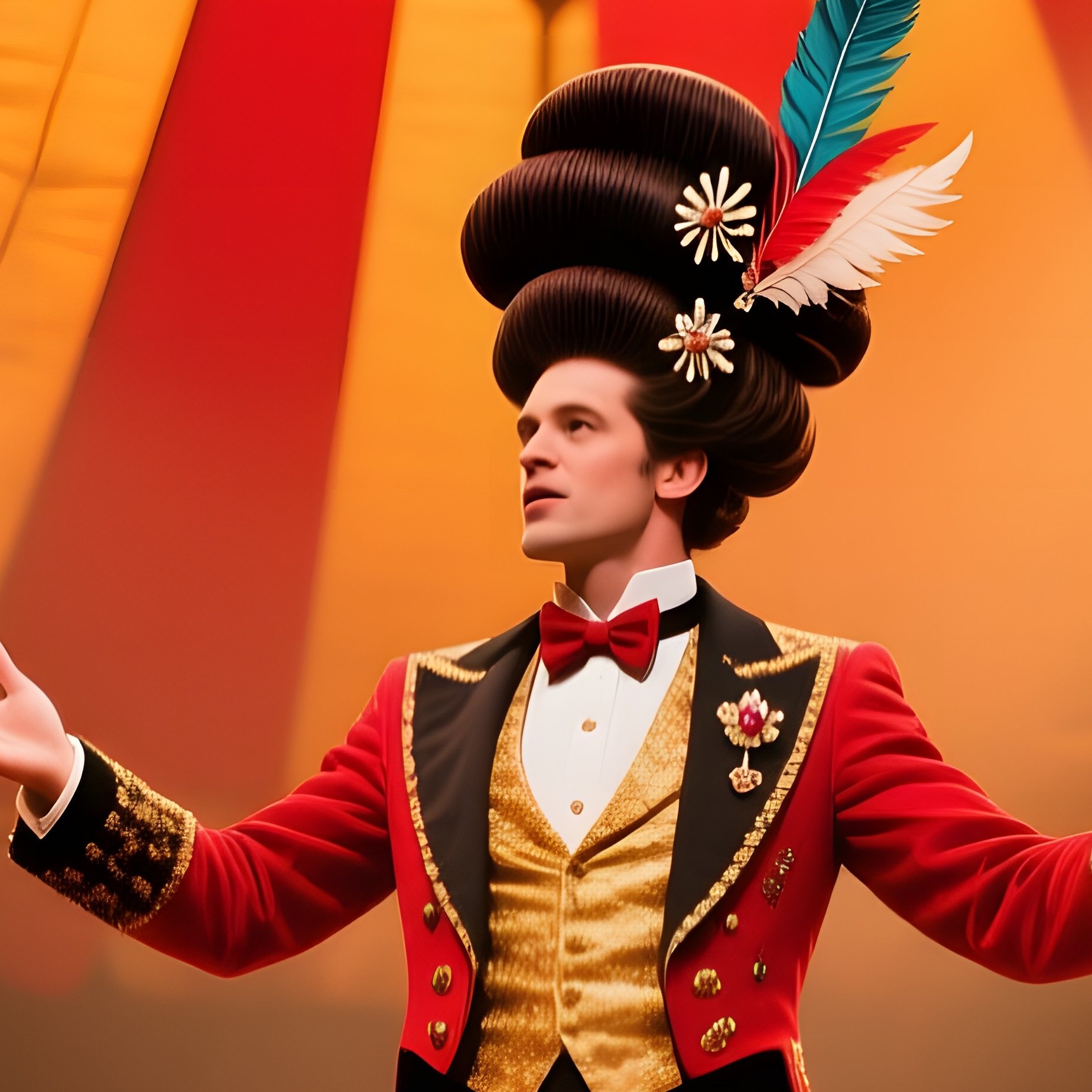 Vintage Circus Ringmaster Directing Performers Under Big Top - Full Resolution Quality Preview