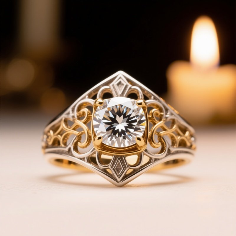 Vintage Old Miner Cut Diamond Art Deco Ring