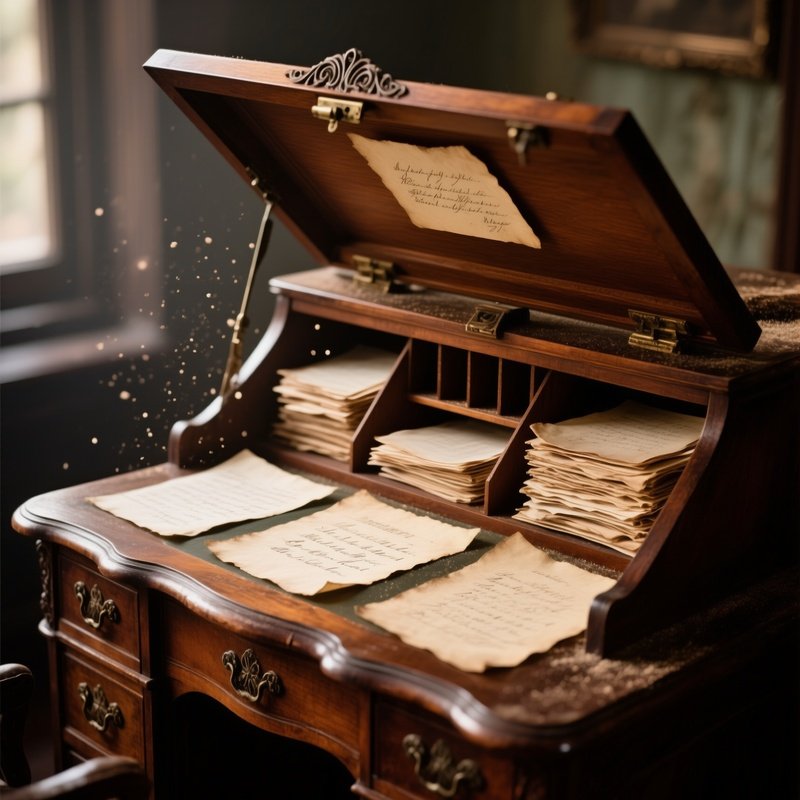 Vintage Secretary Desk With Hidden Compartments