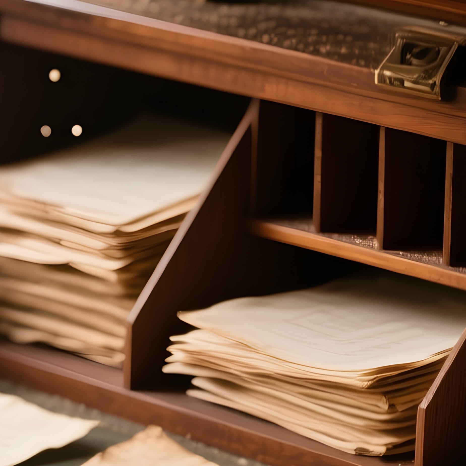 Vintage Secretary Desk With Hidden Compartments - Full Resolution Quality Preview