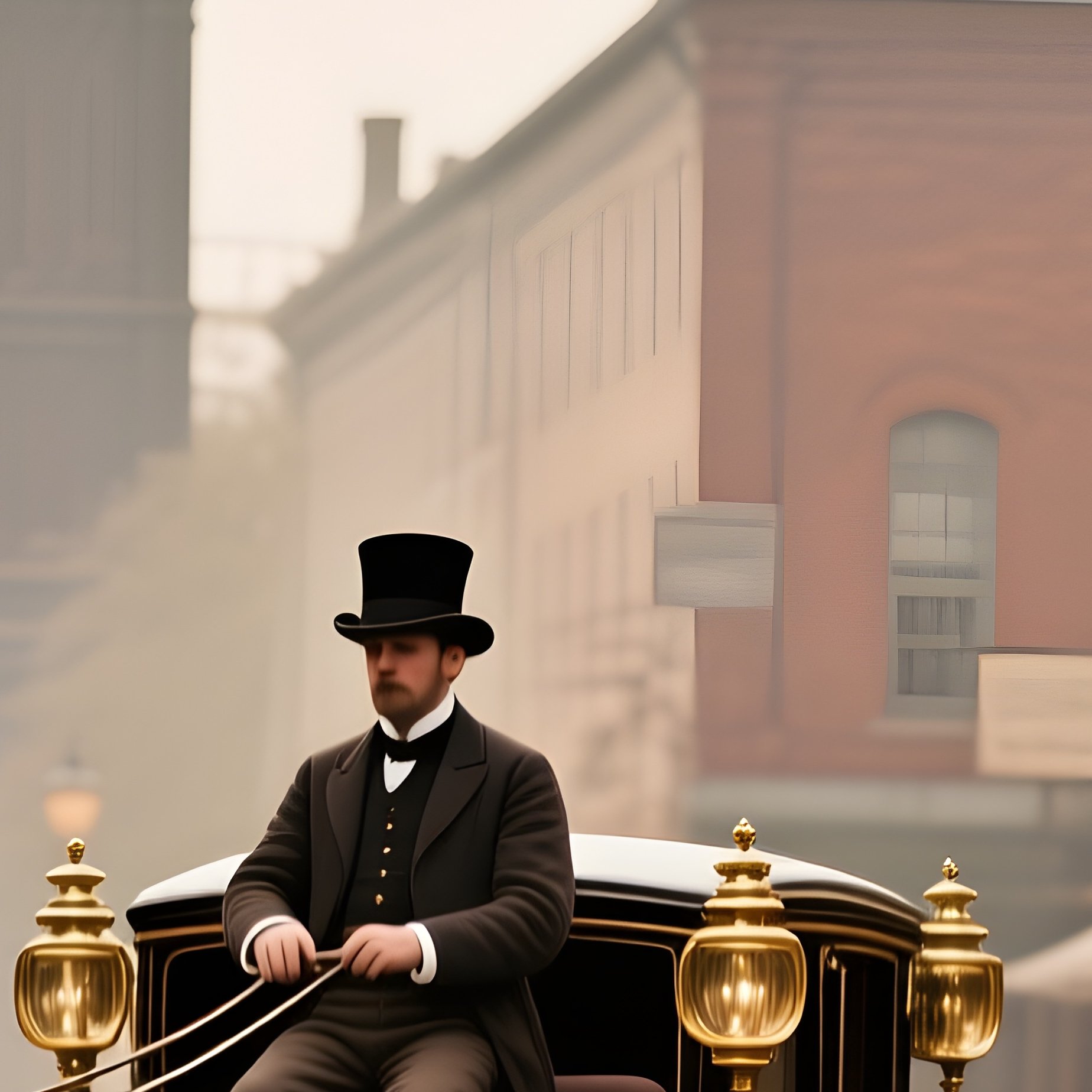 Vintage Street Scene With Horse Drawn Carriage - Full Resolution Quality Preview