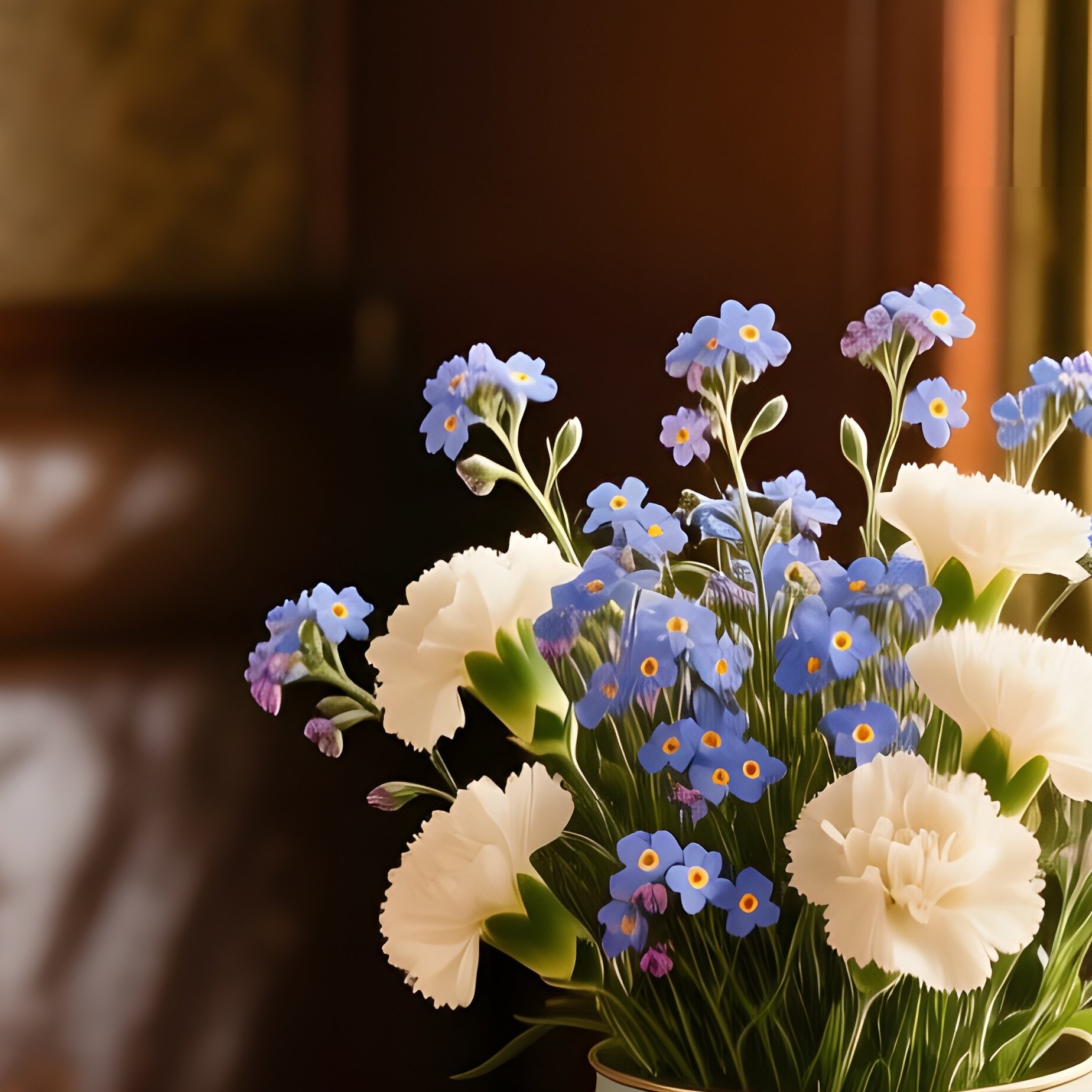 Vintage Train Carriage Interior With Flower Bouquet - Full Resolution Quality Preview