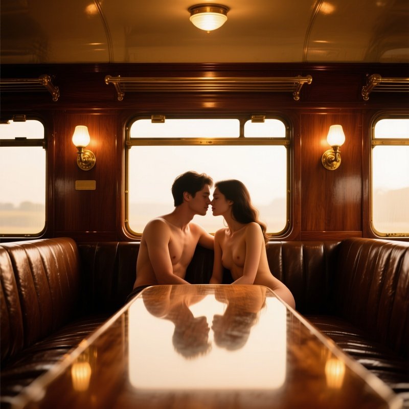 Vintage Train Carriage Intimate Couple