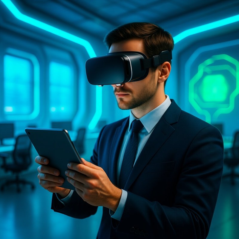 Virtual Entrepreneur Typing On Tablet