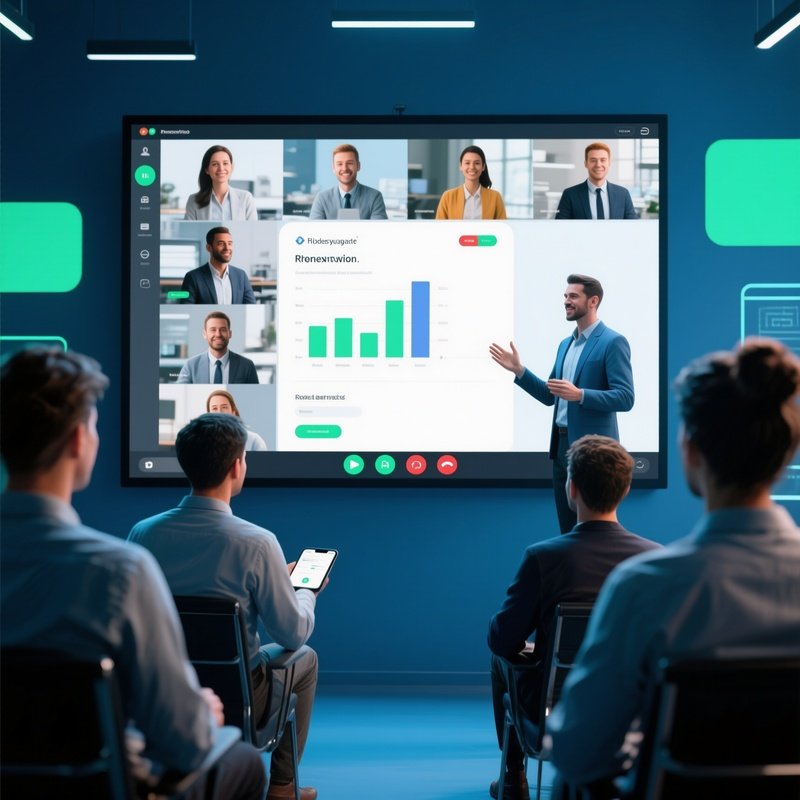 Virtual Office Workers Giving Presentation