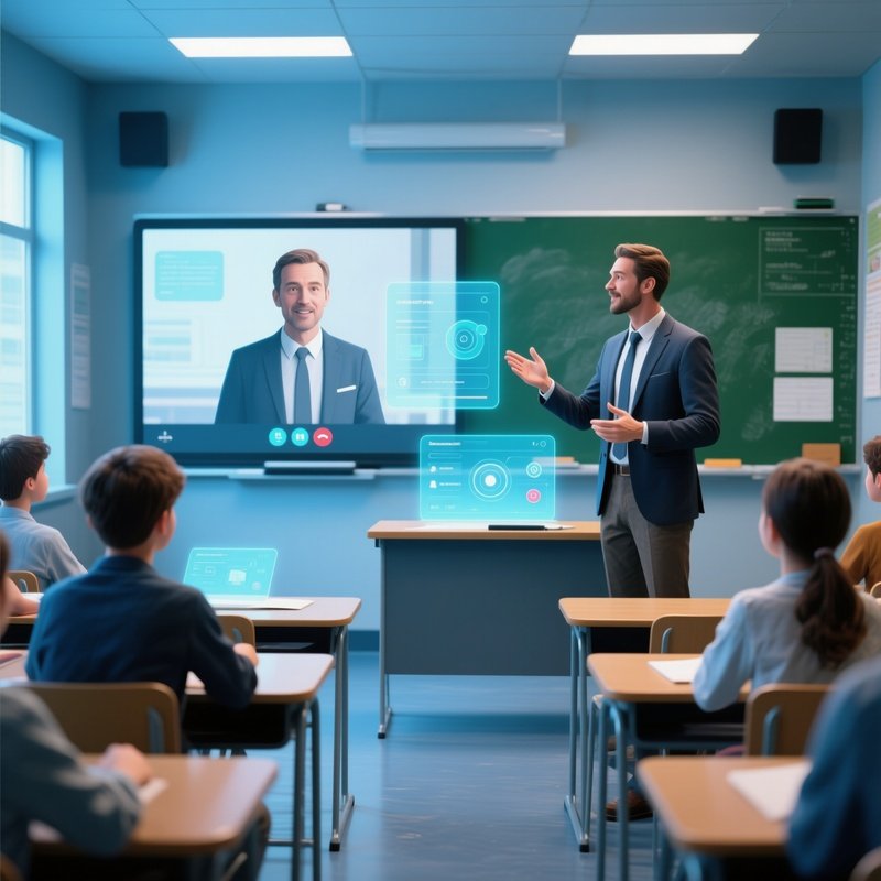 Virtual Professor Teaching In Classroom
