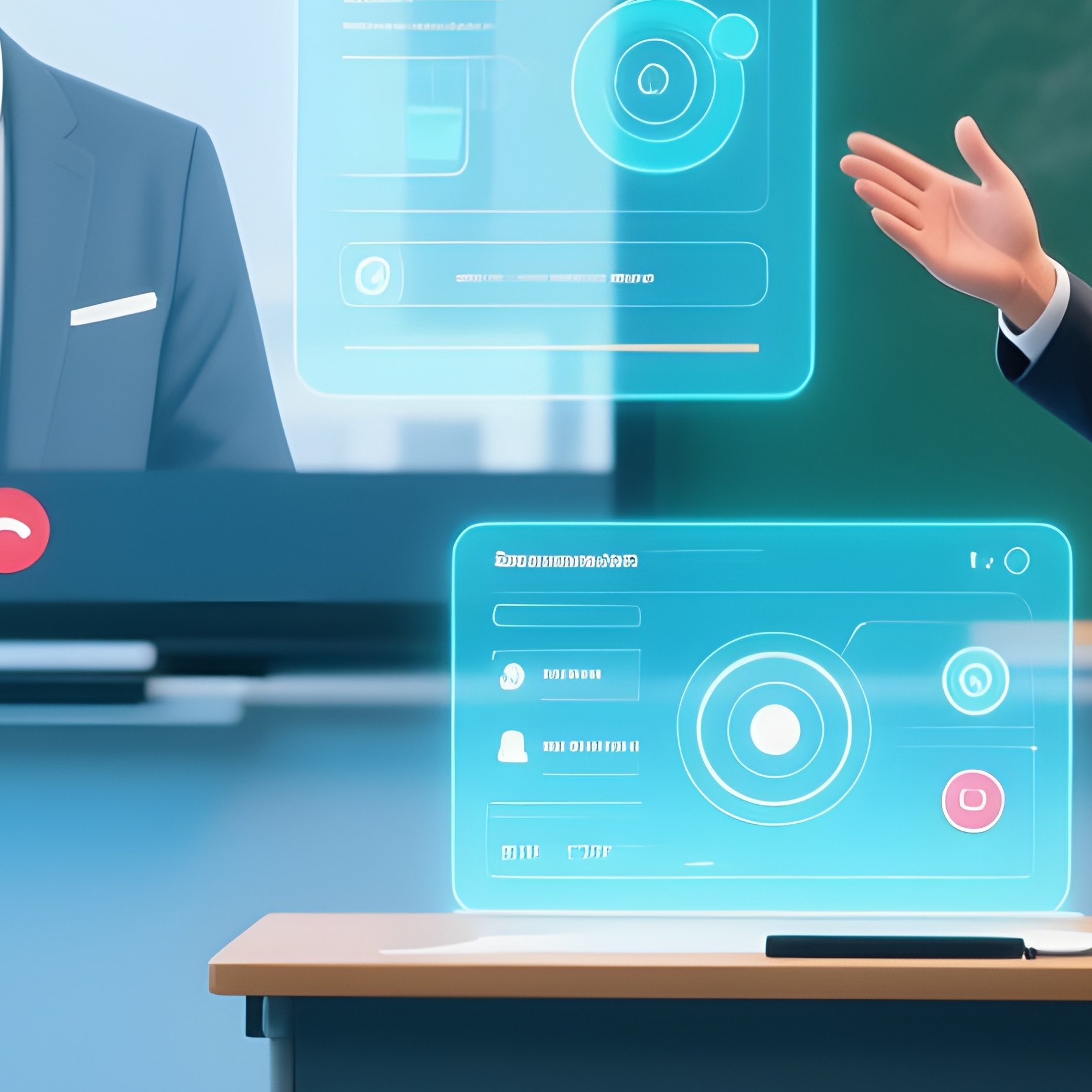 Virtual Professor Teaching In Classroom - Full Resolution Quality Preview