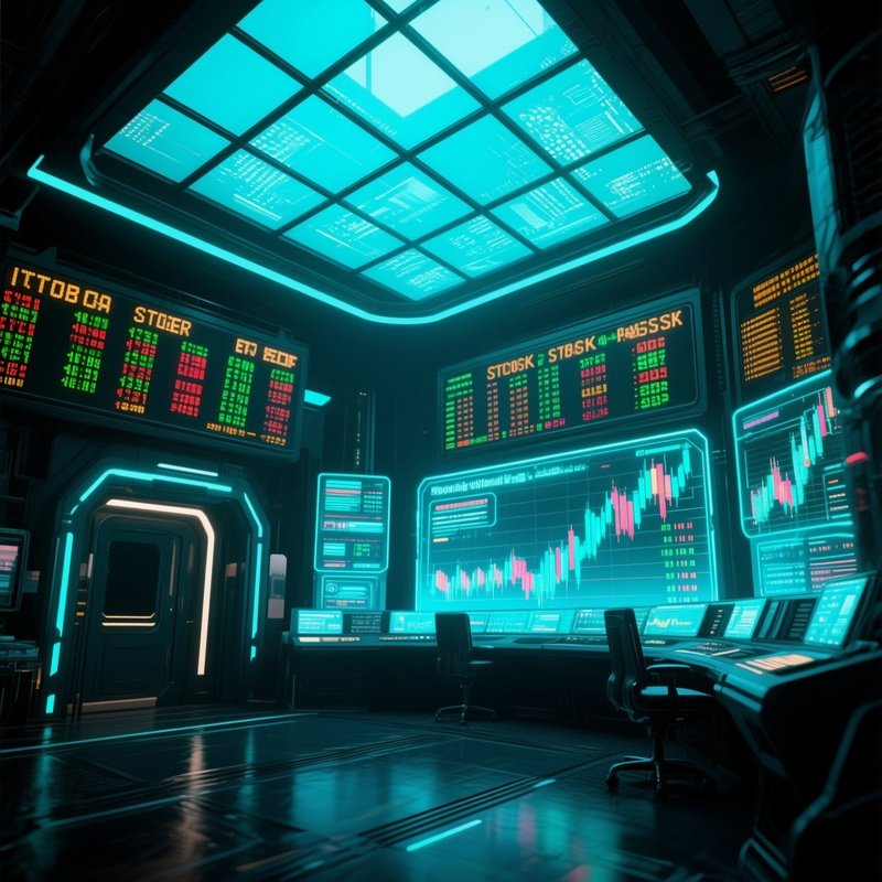 Virtual Stock Market Ticker Boards Under Glass Ceiling