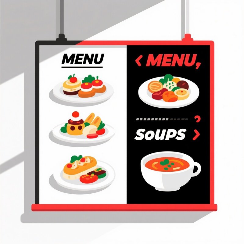Vorspeisen Suppen Entrées Soups Digital Menu Illustration
