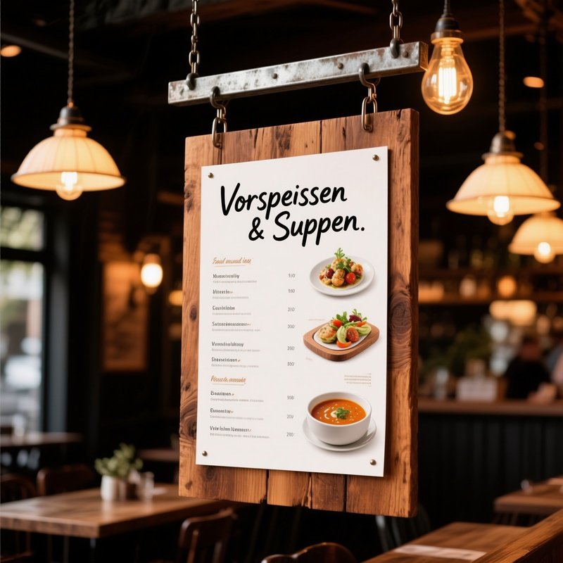 Vorspeisen Suppen Entrées Soups Restaurant Menu Board