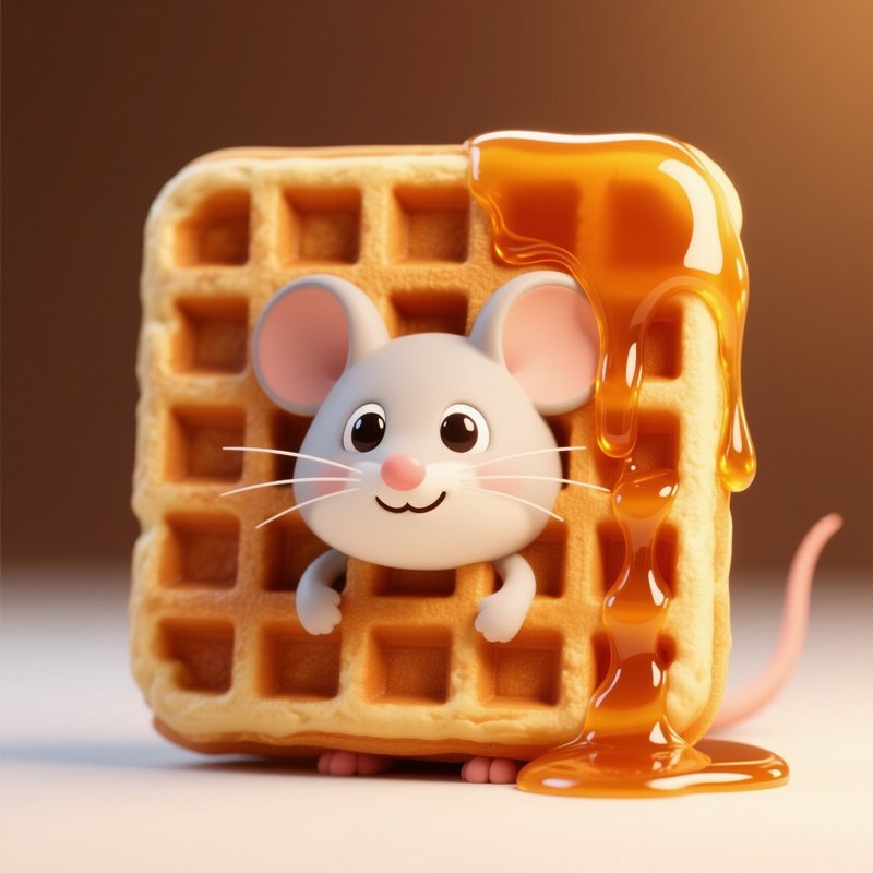 Waffle Mouse Square With Syrup Dripping