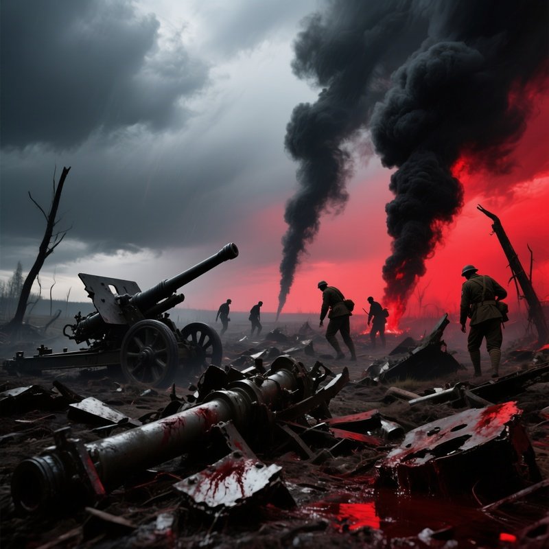 War Torn Battlefield Under Bruised Sky