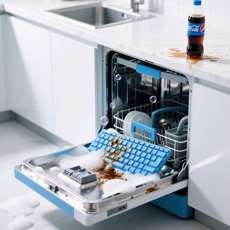 Washable Keyboard Dishwasher Scene