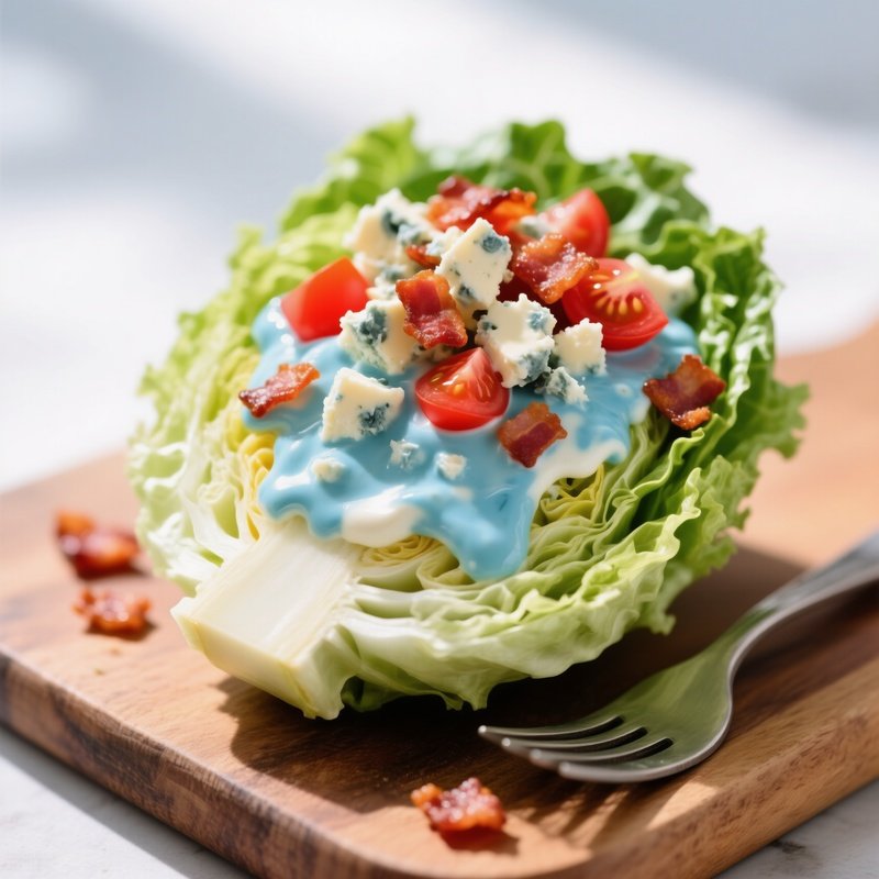 Wedge Salad Iceberg Lettuce Blue Cheese Dressing Tomatoes Bacon Bits