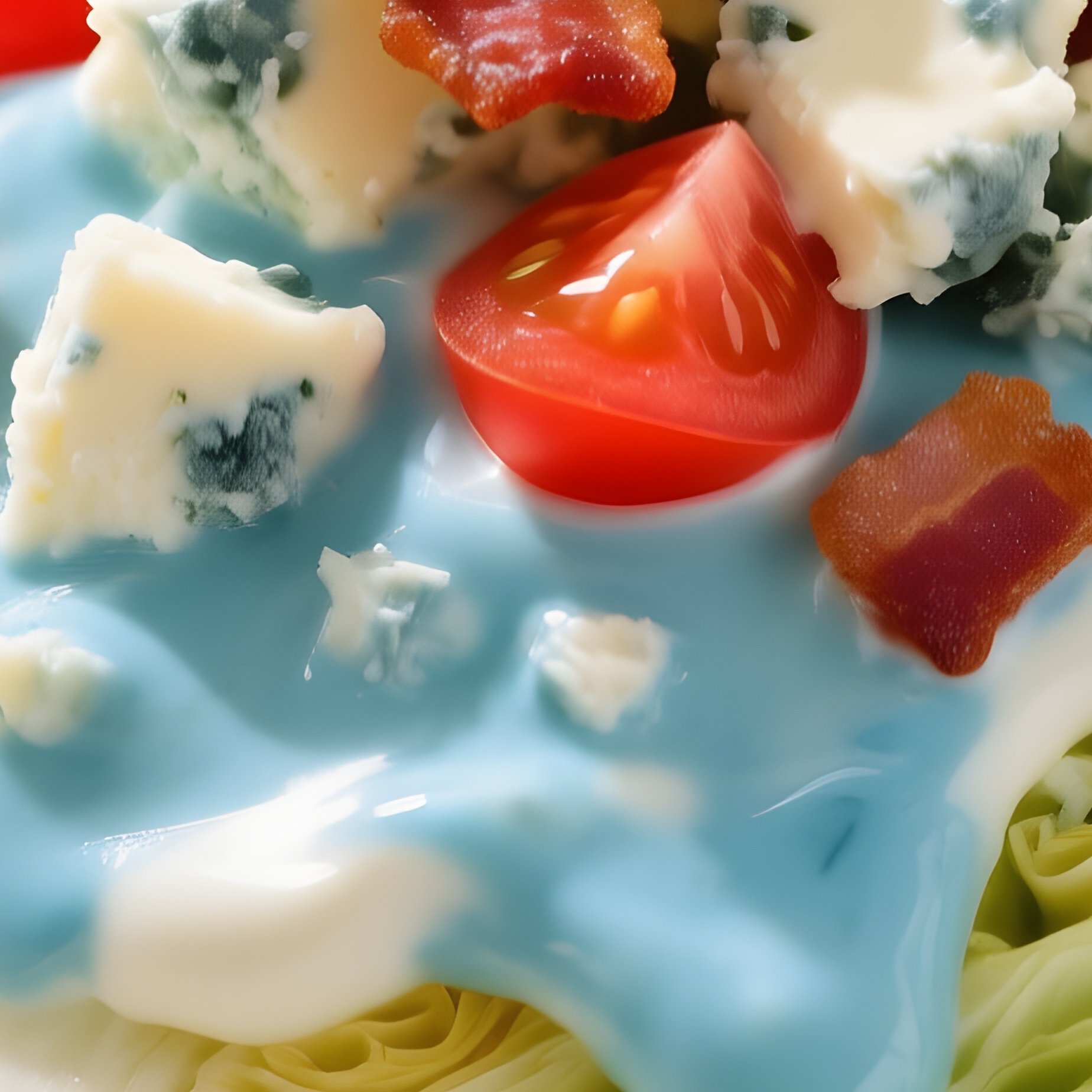 Wedge Salad Iceberg Lettuce Blue Cheese Dressing Tomatoes Bacon Bits - Full Resolution Quality Preview