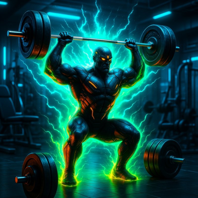 Weightlifter Atlas Orb Glowing Energy Power Science Fiction