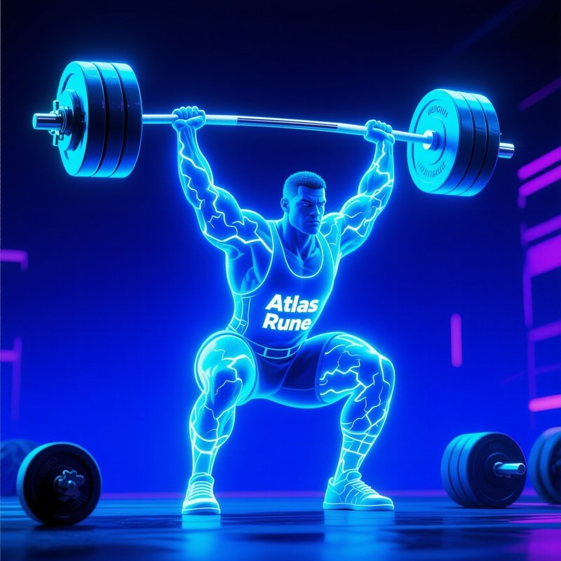 Weightlifter Atlas Rune Glowing With Electric Energy Digital Art