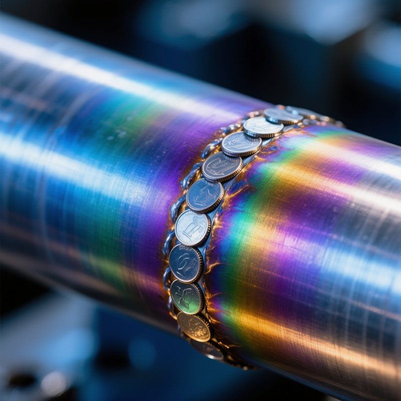 Weld Beads Stack Of Dimes Tig Weld Aluminum Pipe Rainbow Heat Tint