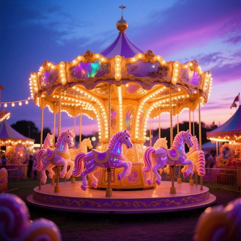 Whimsical Carnival Sugar Carousel At Dusk