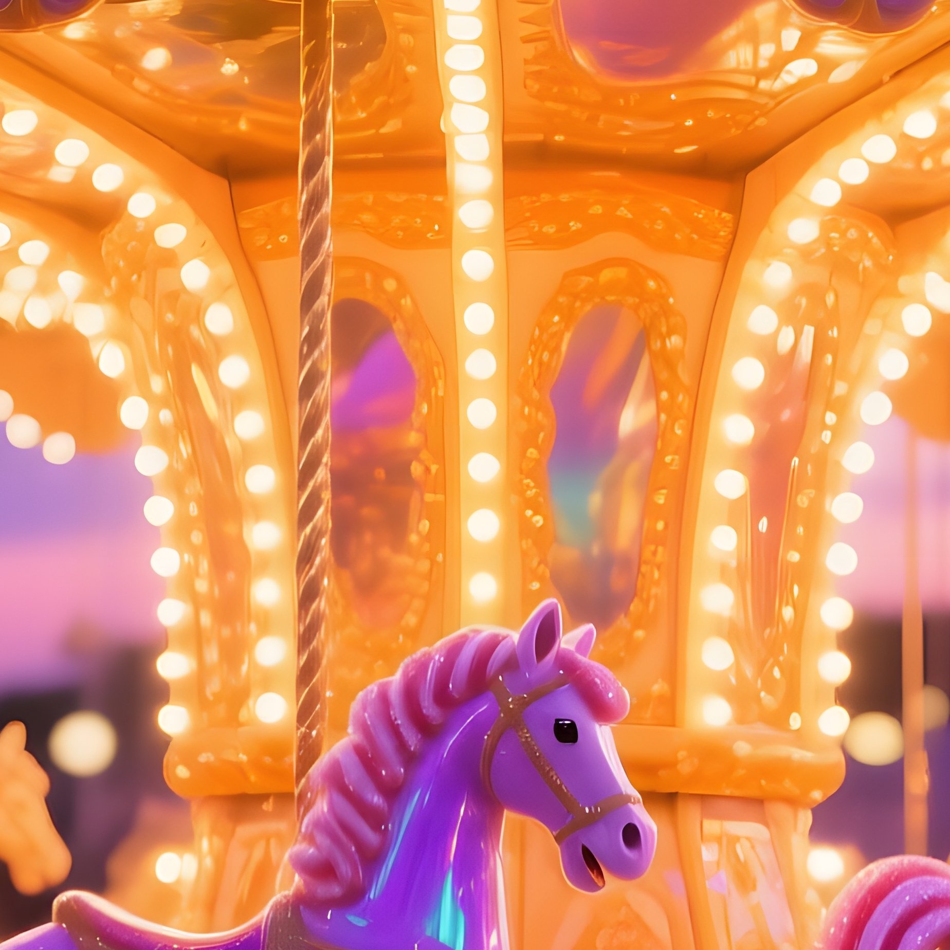 Whimsical Carnival Sugar Carousel At Dusk - Full Resolution Quality Preview
