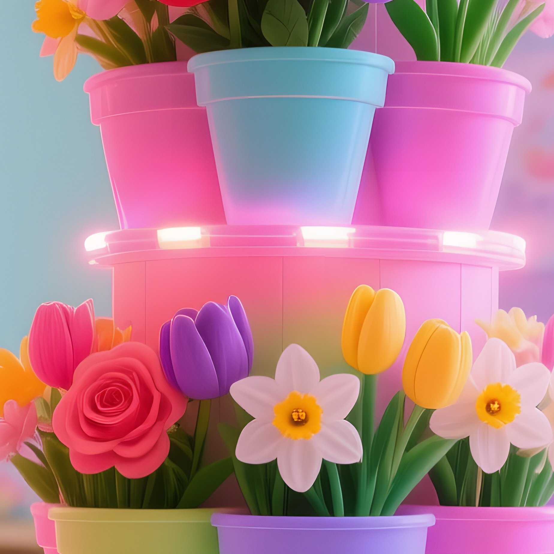 Whimsical Childrens Playroom With Flower Pot Tower - Full Resolution Quality Preview