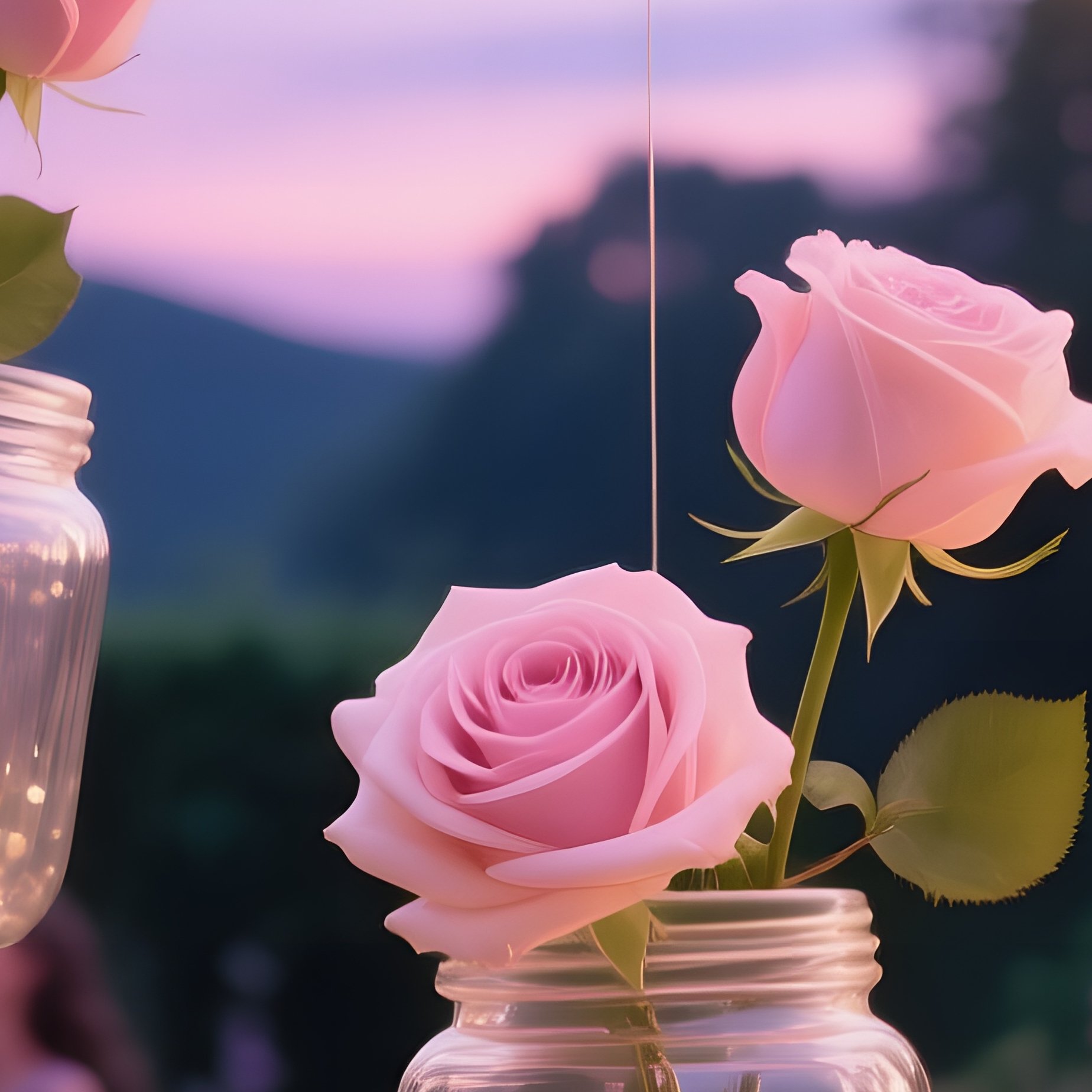 Whimsical Garden Party Pastel Roses Fairy Lights - Full Resolution Quality Preview