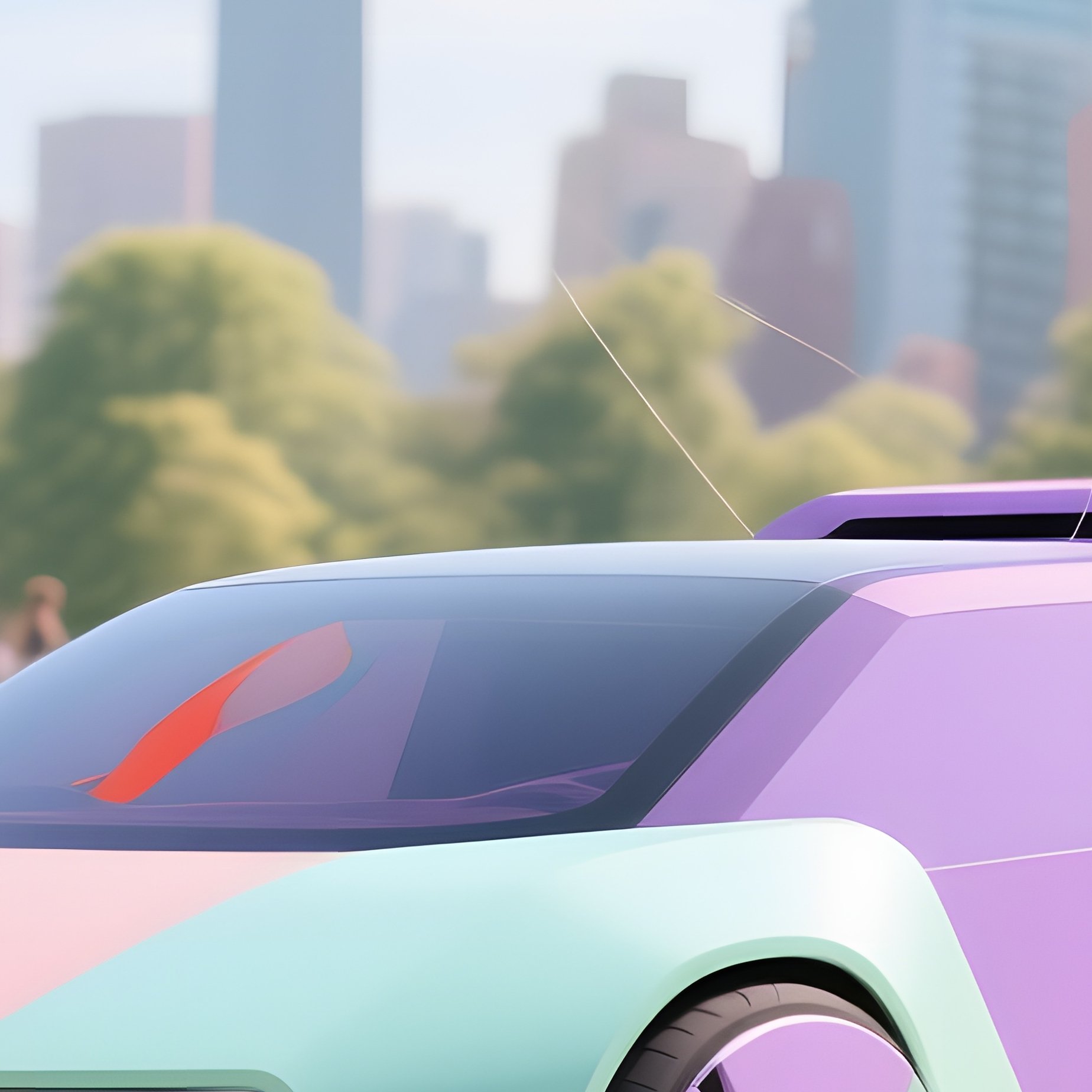 Whimsical Modular Concept Car In Urban Park - Full Resolution Quality Preview