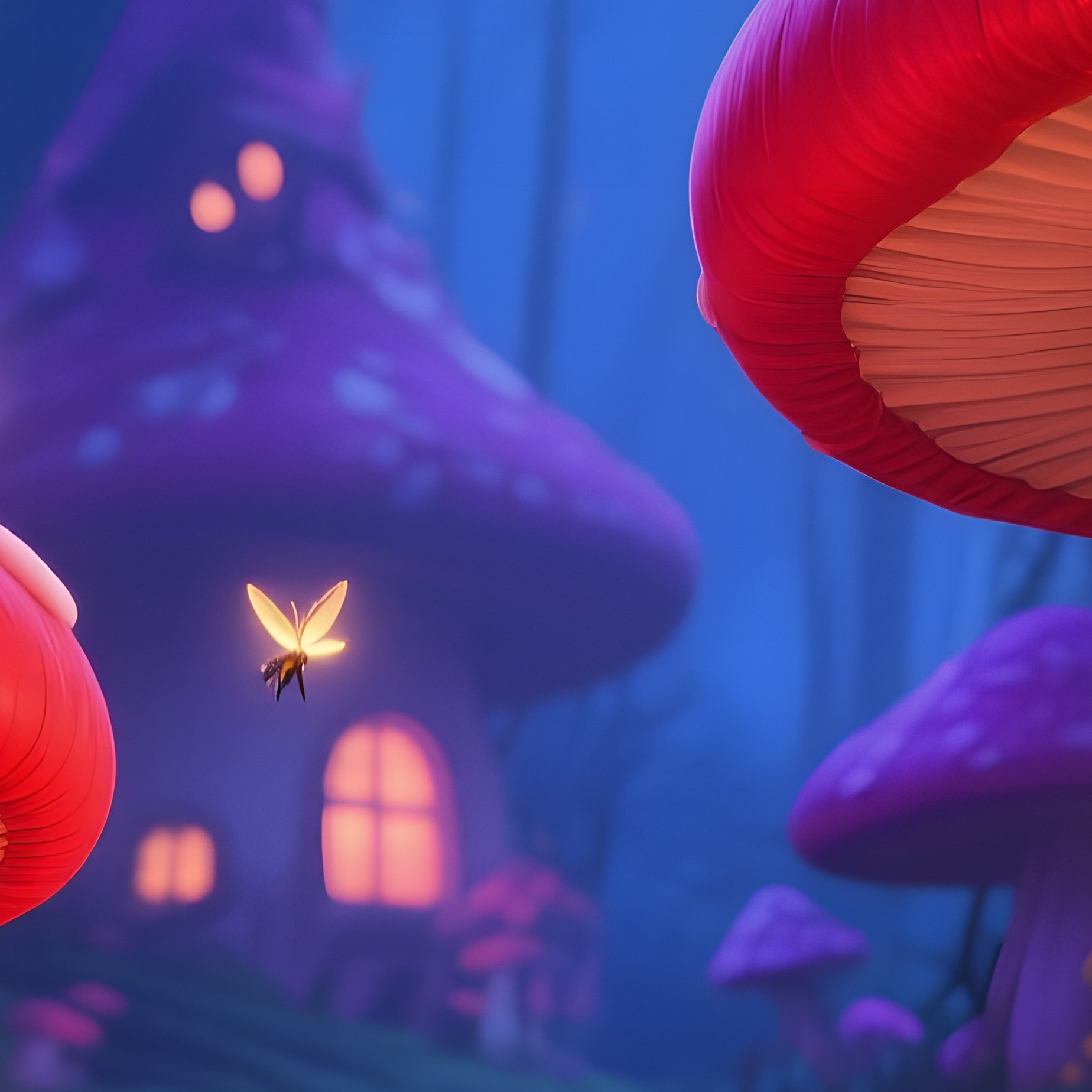 Whimsical Mushroom Village Fairy Tale - Full Resolution Quality Preview
