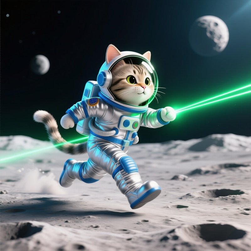 Whimsical Space Cats Laser Chase