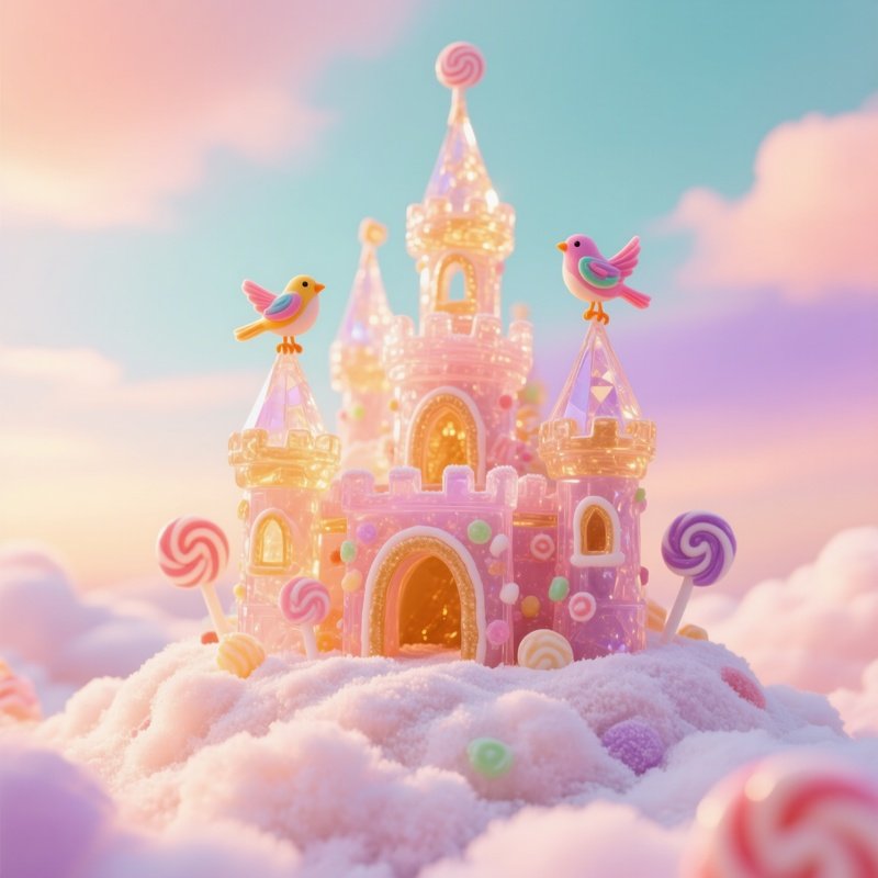 Whimsical Sugar Castle On Cloud Mound