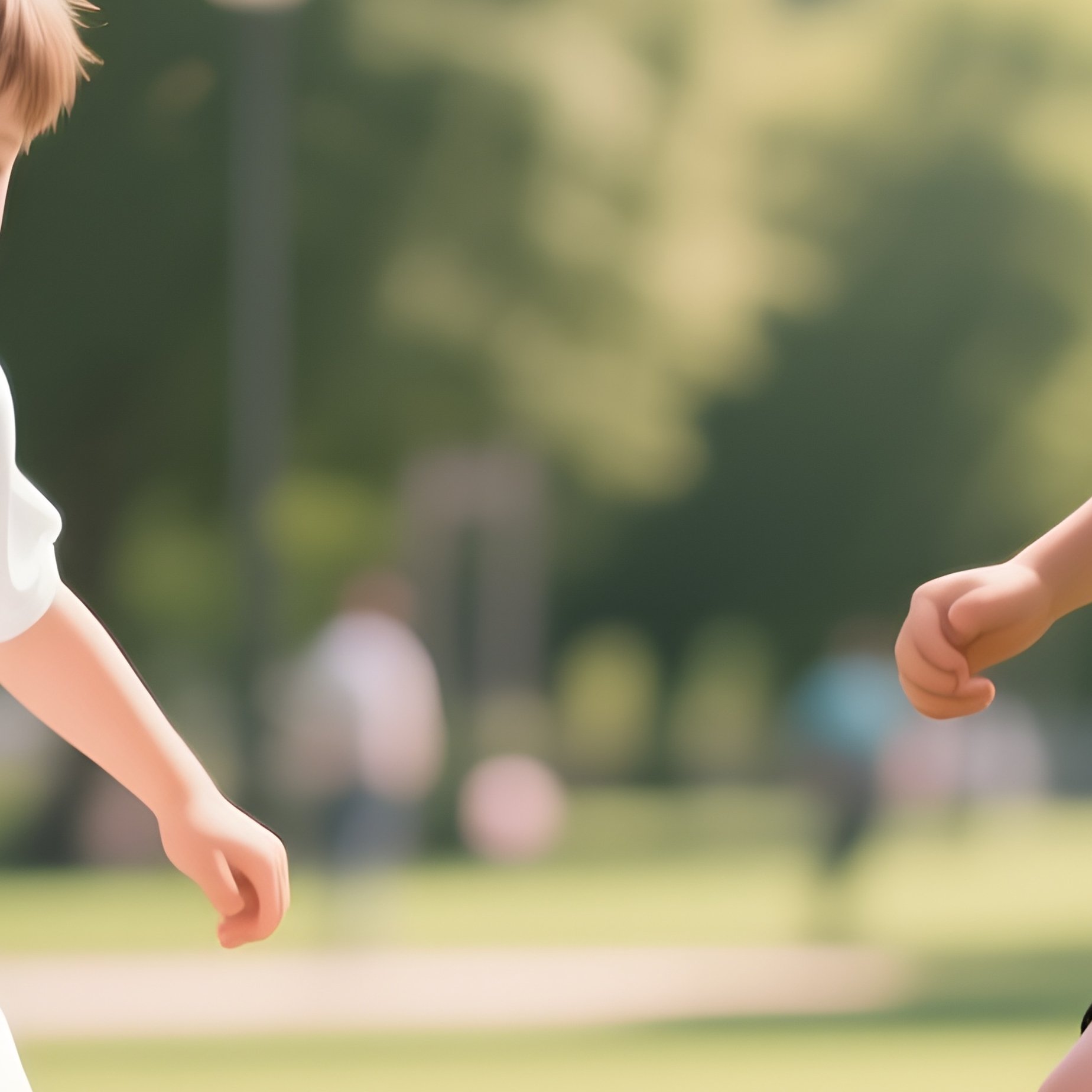 White And Black Children Playing Soccer In A Sunny Park. - Full Resolution Quality Preview