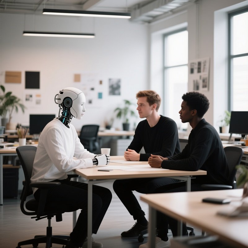 White And Black Coworkers Having An Informal Meeting In A Creative Workspace.