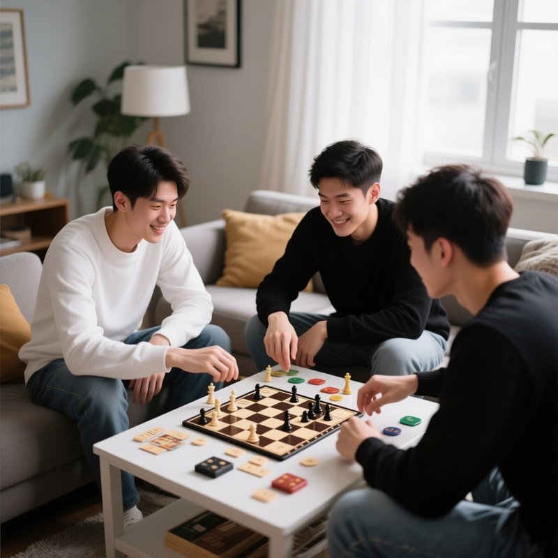 White And Black Friends Playing Board Games At Home.