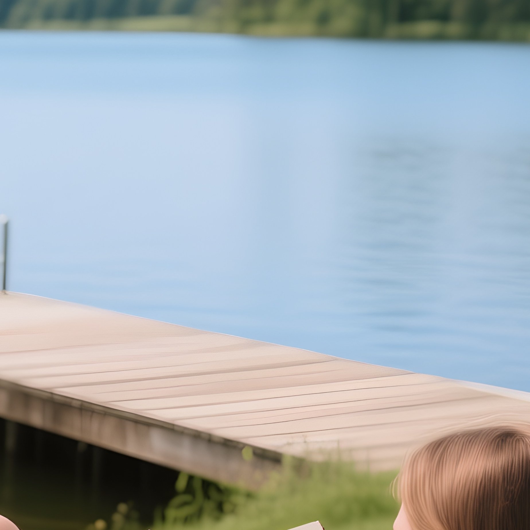White And Black Friends Relaxing At A Lakeside - Full Resolution Quality Preview