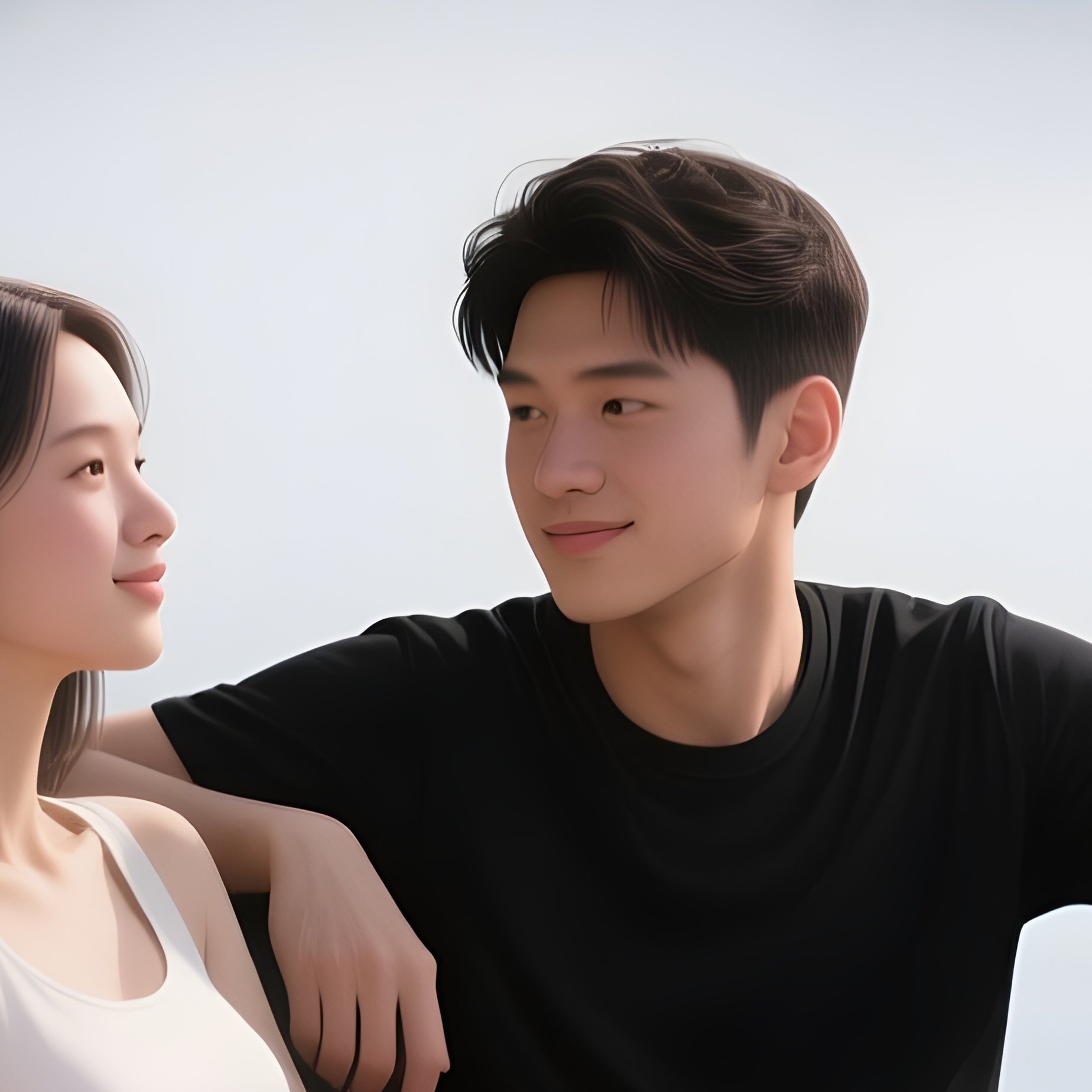 White And Black Friends Relaxing Together At A Lakeside. - Full Resolution Quality Preview