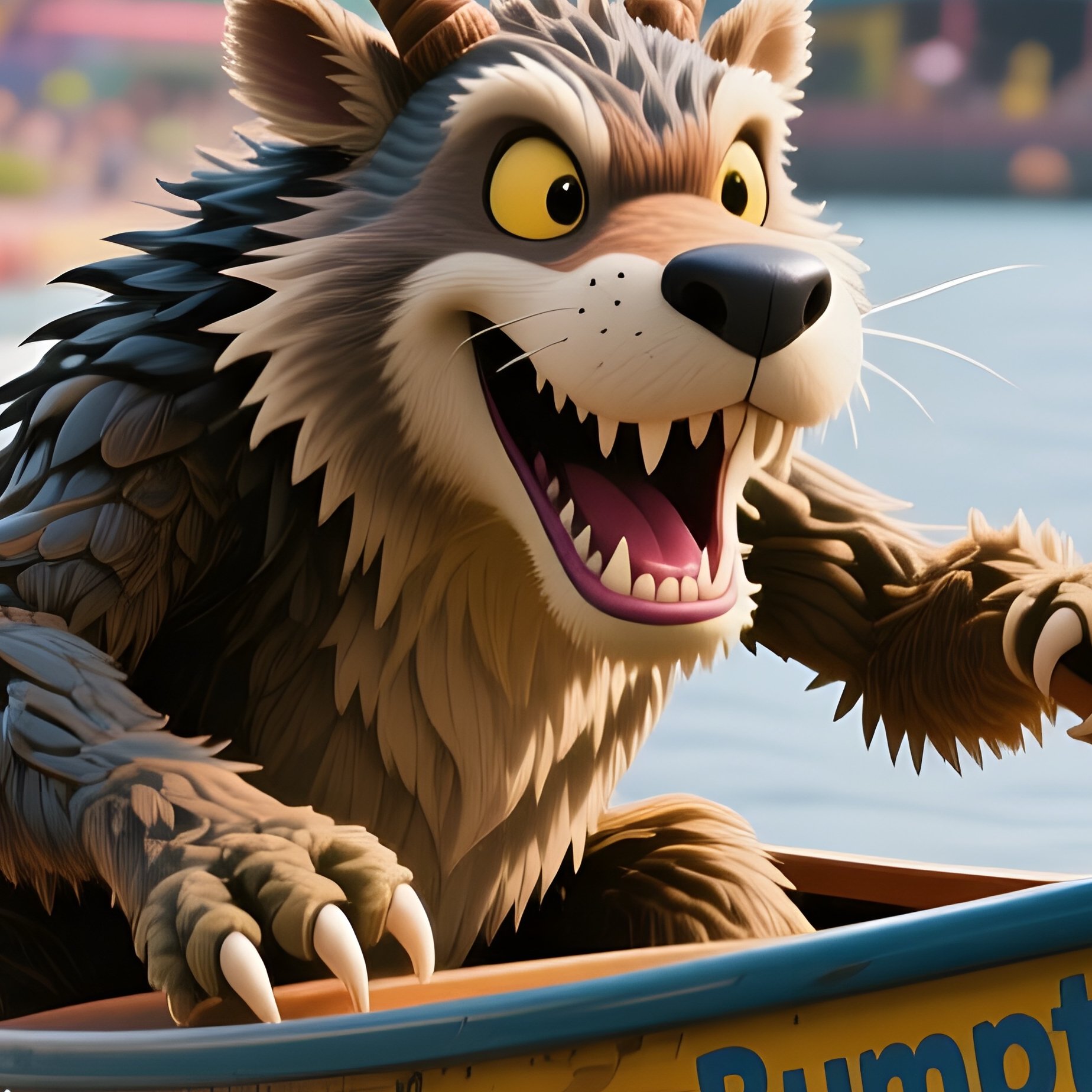 Wild Bumpter Boat Race In The Entaintainment Park Photorealistic - Full Resolution Quality Preview